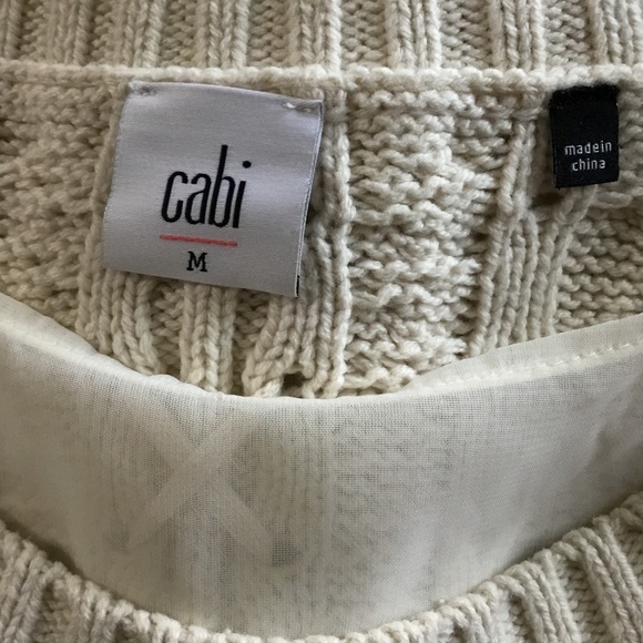 Cabi Cable Knit Lace Up Layered Cream Sweater Medium - Picture 6 of 7